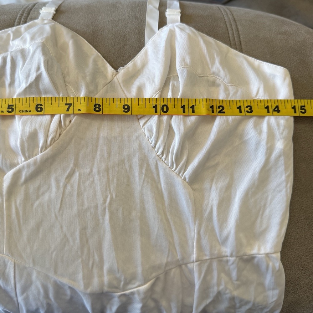 Vintage 60s Durelle Lingerie Full Fitted Slip Dress Sz 36 White Mid Length Sexy - Picture 5 of 6